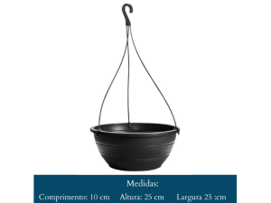 VASO REDONDO  3,5  LITROS  COM  ALCA  50CM  PRETO  0134