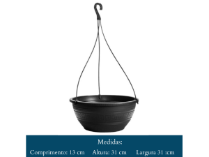 VASO REDONDO  6,60  LITROS  COM  ALCA  50CM  PRETO  138