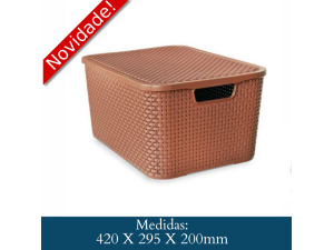 ORGANIZADORA RATTAN COM TAMPA 20 LITROS - MARROM 25597CS
