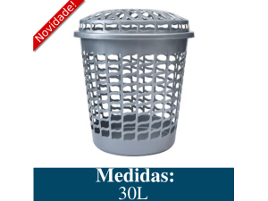 CESTO TELADO CINZA COM TAMPA - 2530 30 LITROS
