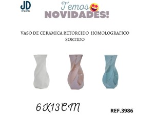 VASO DE CERAMICA RETORCIDO 6X13CM HOMOLOGRAFICO SORTIDO CT0249