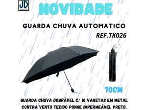 GUARDA CHUVA HASTE TELECOSPICAS METAL CABO CURVO 55CM  TK026